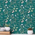 ELTON DIY Wall Paper PVC Wall Sticker Self Adhesive Waterproof for Living Room Bed Room Furniture Cupboard Make Over Interior Exterior Easily Removable (45x300cm, Vintage Flower & Bird)