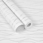 HOMEMATES Self-Adhesive Wallpaper Waterproof Old Furniture Vinyl Stickers Wooden Door Wardrobe Desktop PVC Wall Papers 45 X 304 CM (Grey Wave)