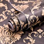 wolpin Wall Stickers DIY Wallpaper (45 cm x 10 m) Black Damask Luxury Self Adhesive Decals Living Room Bedroom Decoration, Black